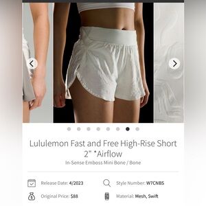Lululemon Fast and Free High-Rise Short
2" *Airflow
